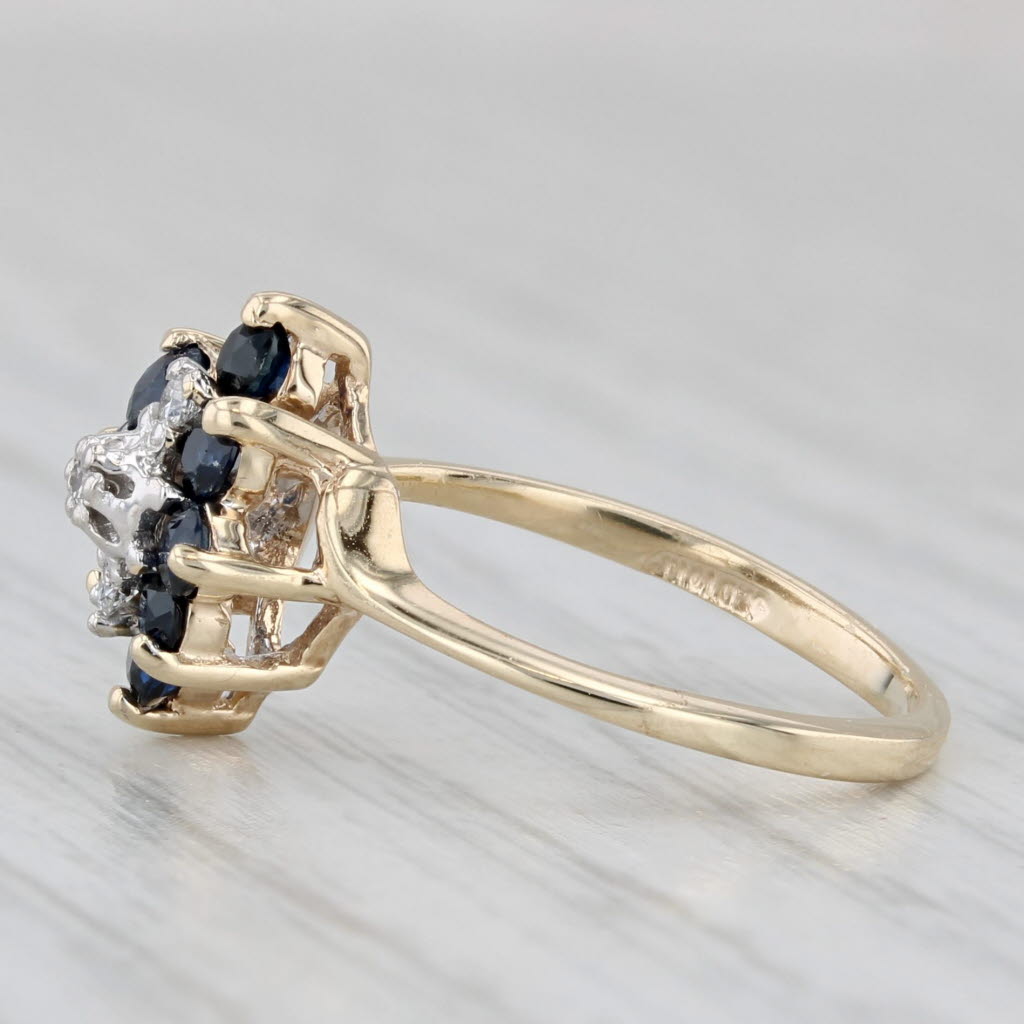 Light Gray 0.51ctw Blue Sapphire Diamond Cluster Ring 10k Yellow Gold Size 4.5
