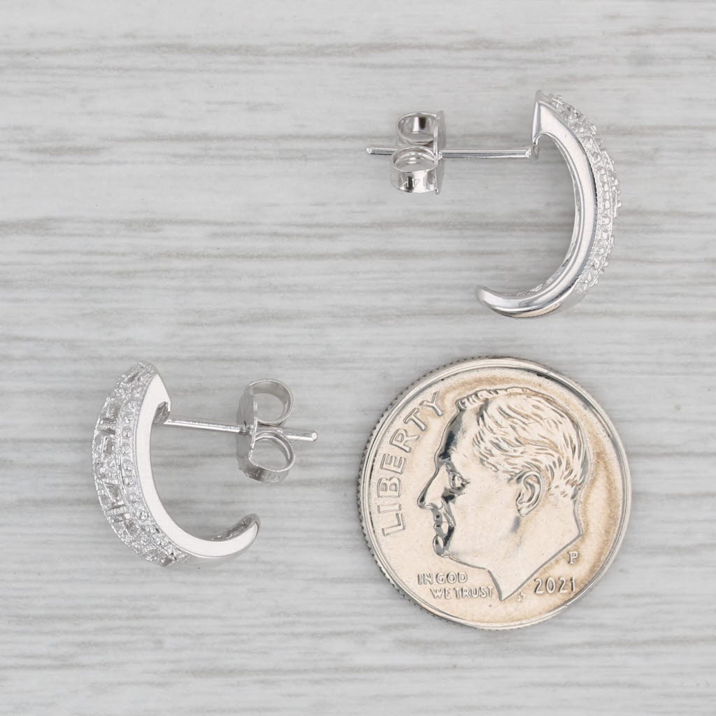 Gray Diamond Accented J-Hook Earrings 14k White Gold