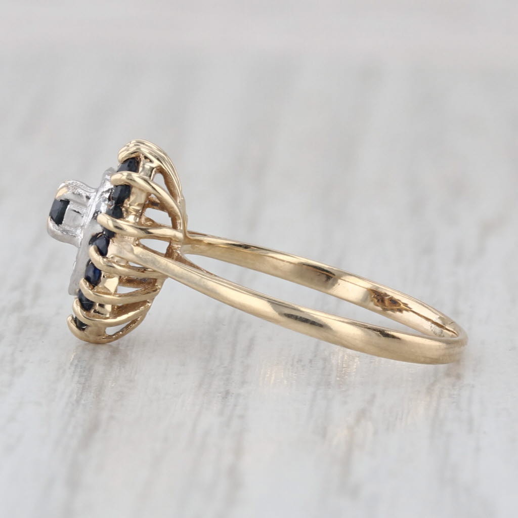 0.50ctw Blue Sapphire Diamond Heart Ring 10k Yellow Gold Size 6.5