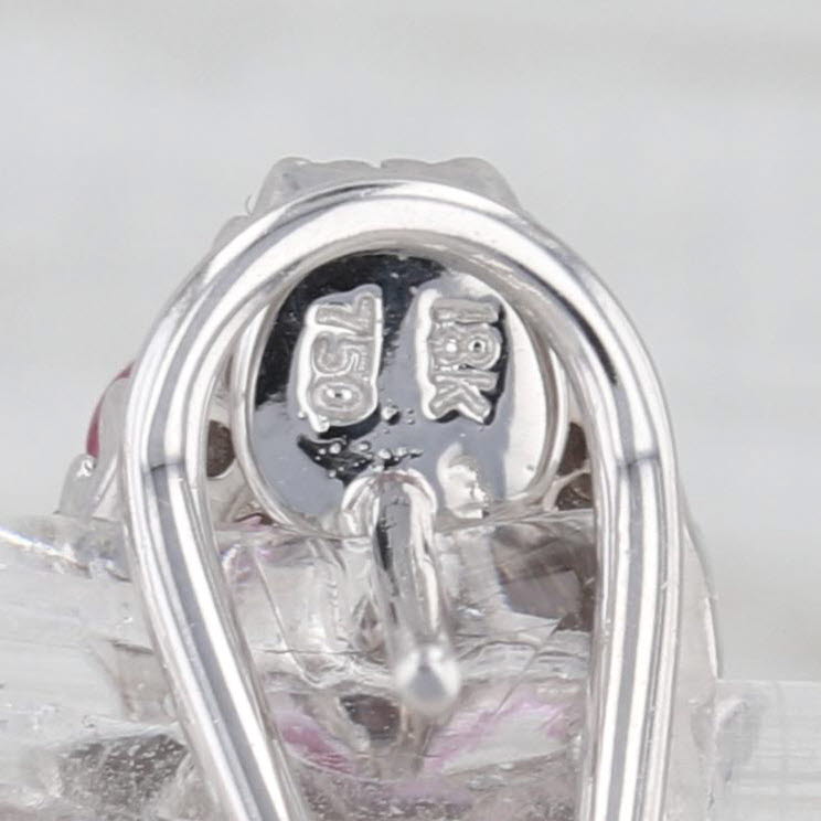 3.74ctw Pink Sapphire Diamond Flower Drop Earrings 18k White Gold Omega Backs