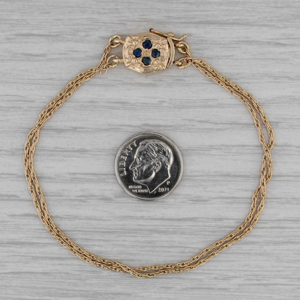 Goldman Kolber Sapphire Box Clasp Slide Charm Bracelet 14k Yellow Gold 7.5"