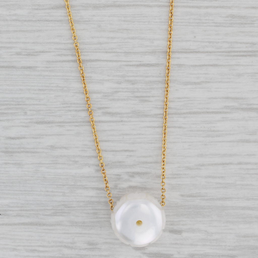 Gray New Galatea Chrysanthemum Cultured Pearl Citrine Pendant Necklace 14k Gold