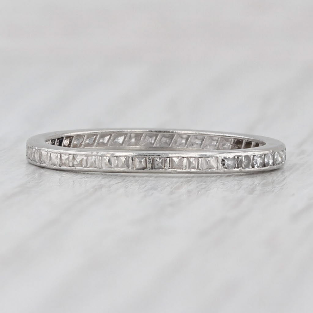 Art Deco Traub 0.15ctw Diamond Wedding Band Platinum Size 8 Stackable Ring