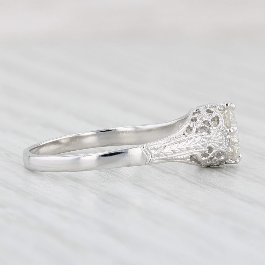 Light Gray New Round Diamond Solitaire Engagement Ring 18k White Gold Vintage Style K GIA