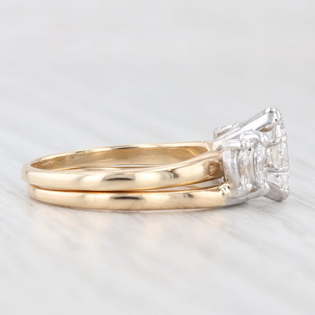 Light Gray 0.80ctw Marquise Diamond Engagement Ring Wedding Band Bridal Set 14k Gold