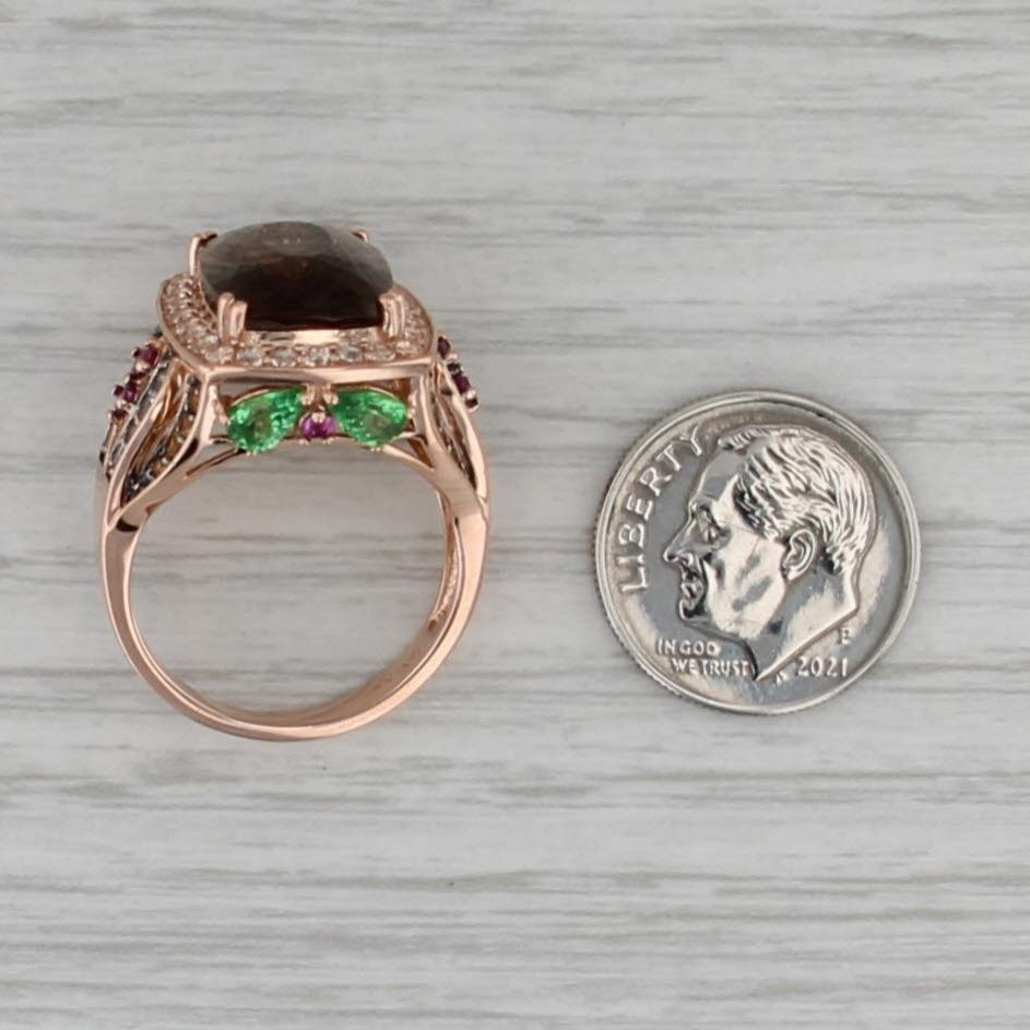Le Vian 8.37ctw Smoky Quartz Topaz Citrine Tsavorite Garnet Ring 14k Rose Gold