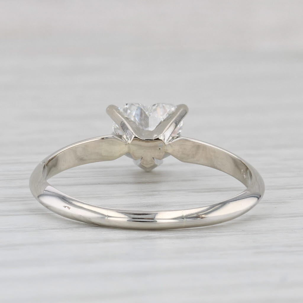 Light Gray 1.04ct Heart Solitaire Diamond Engagement Ring 14k White Gold Size 8.5 GSI