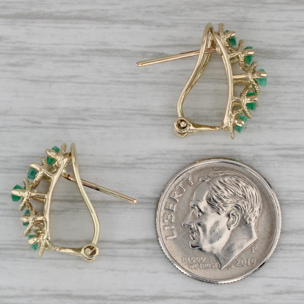 Dark Gray 1.40ctw Emerald Journey Earrings 14k Yellow Gold Omega Back Drops