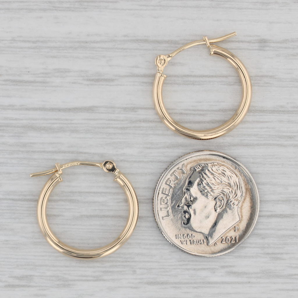 Gray Small Round Hoop Earrings 14k Yellow Gold Snap Top Hoops