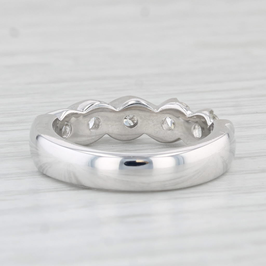 Light Gray 0.90ctw Diamond Wedding Anniversary Ring 14k White Gold Size 7 Stackable