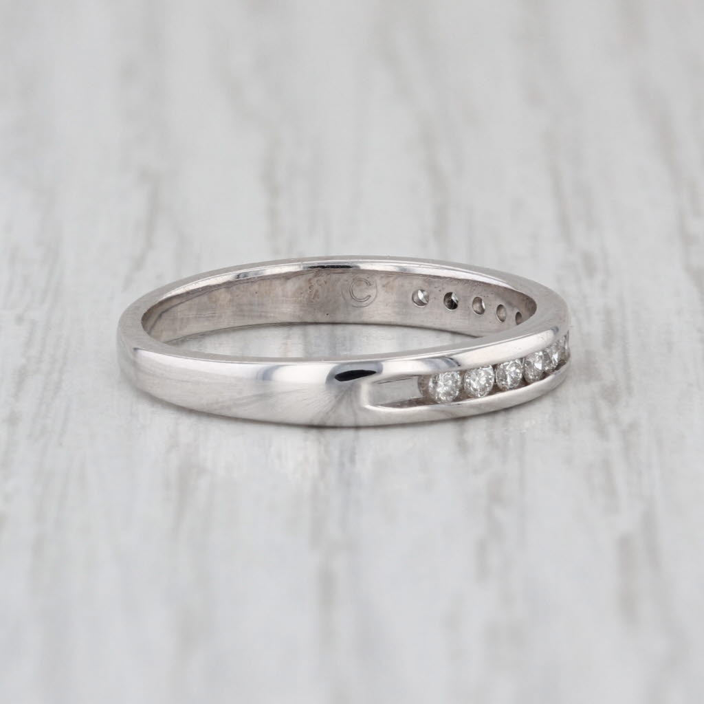 0.20ctw Diamond Wedding Ring 14k White Gold Size 6.5 Stackable Band