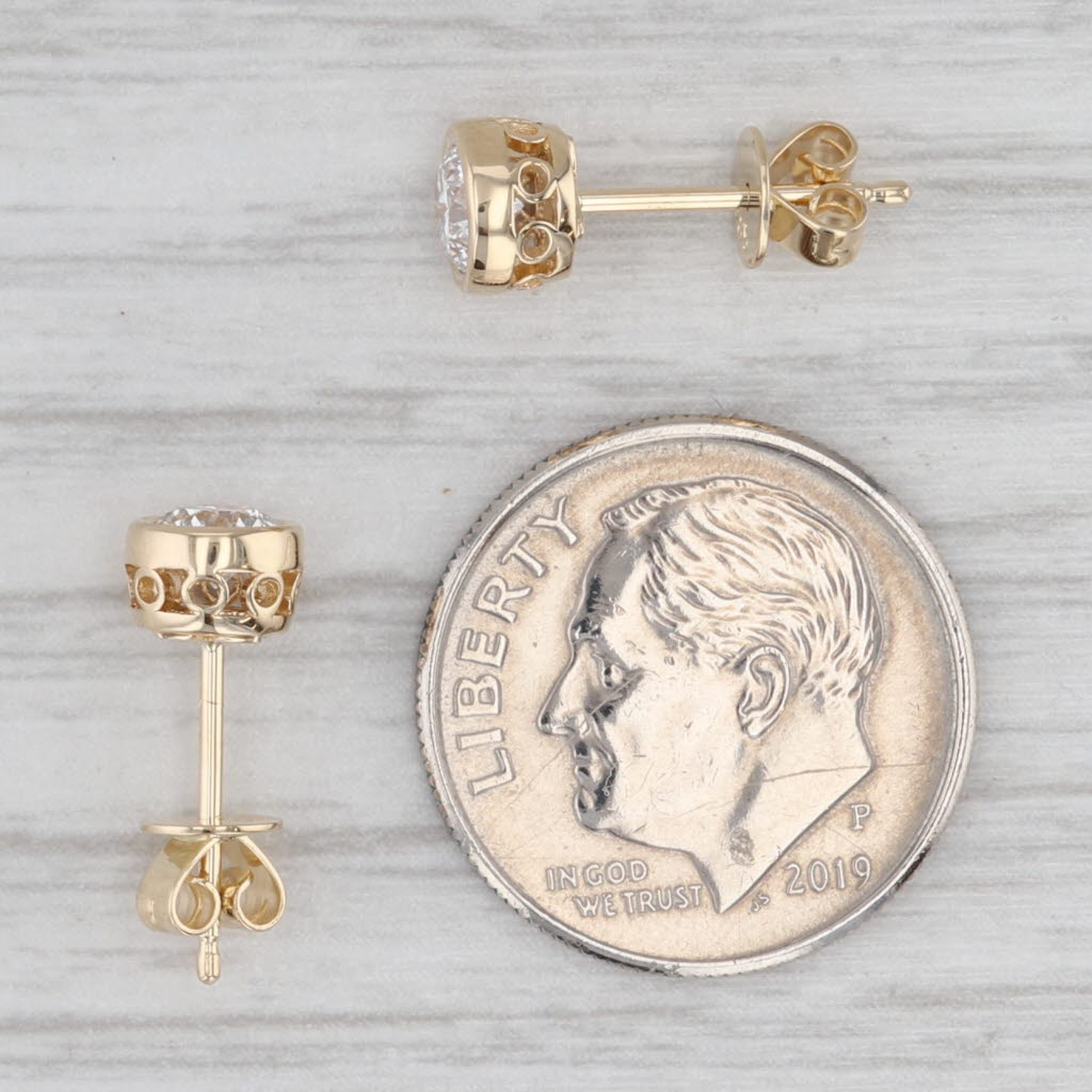 Light Gray New 0.56ctw Lab Grown Diamond Stud Earrings 14k Yellow Gold Round Solitaires