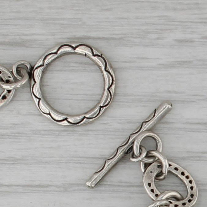 Don Lucas Multistone Hearts Flowers Charm Bracelet Sterling Silver 6.5"