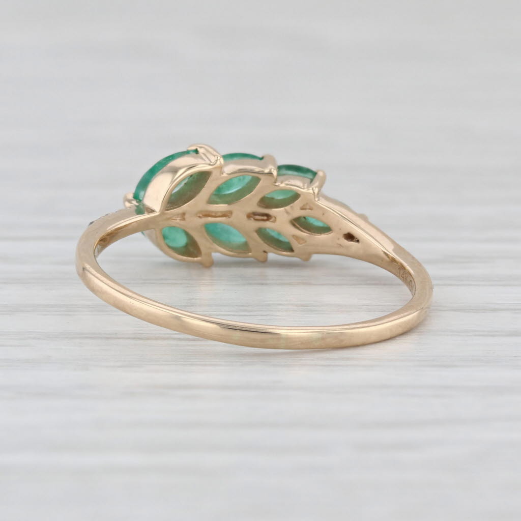 0.96ctw Marquise Emerlad Diamond Ring 14k Yellow Gold Size 9 Floral