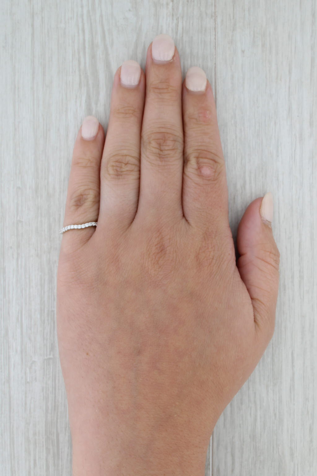 0.26ctw Diamond Contoured Wedding Band 14k White Gold Size 4.75 Stackable Ring