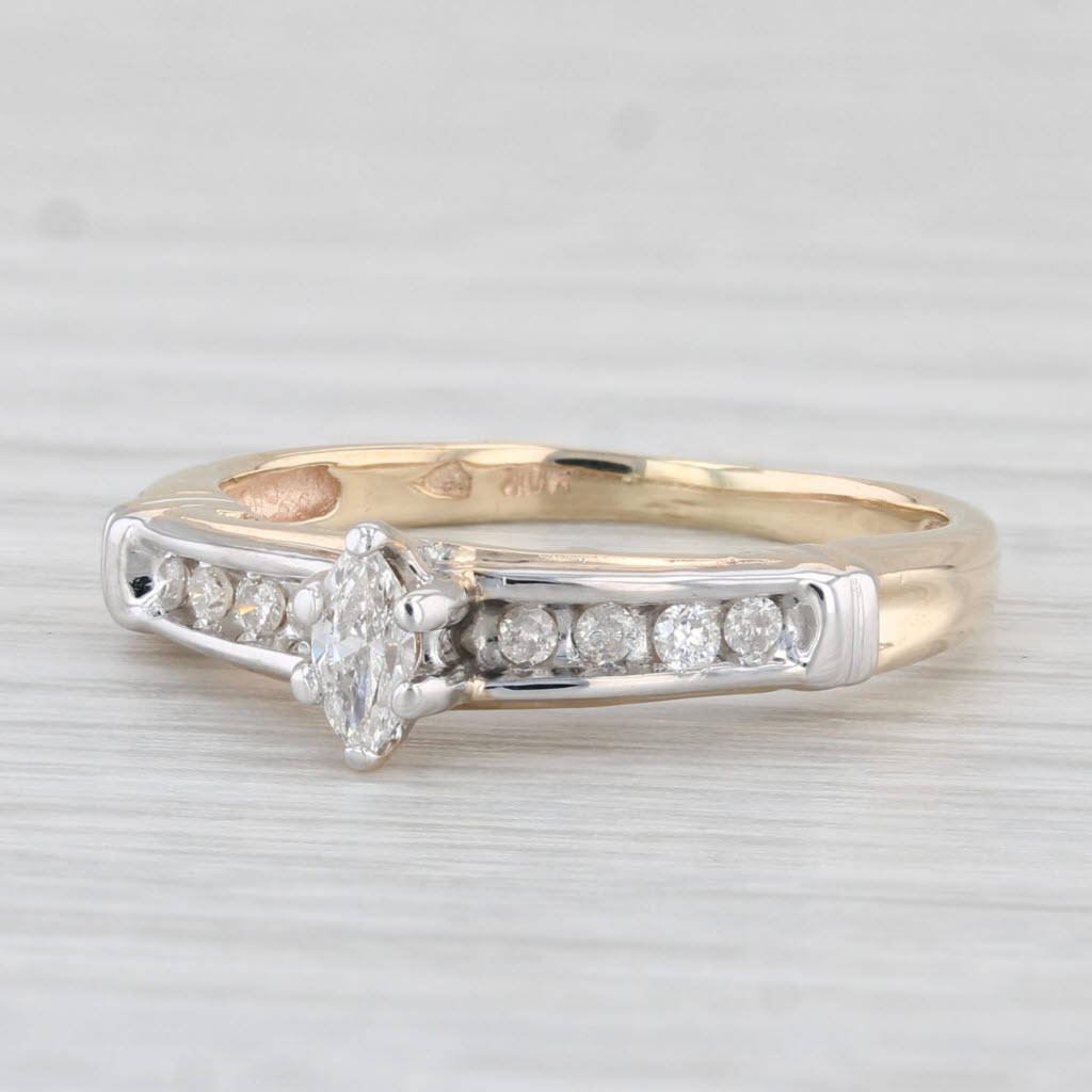 Light Gray 0.30 Marquise Diamond Engagement Ring 10k Yellow Gold Size 7.25