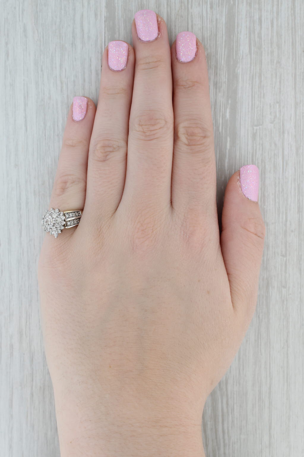 Gray 0.85ctw Diamond Cluster Ring 10k Yellow Gold Size 7 Engagement