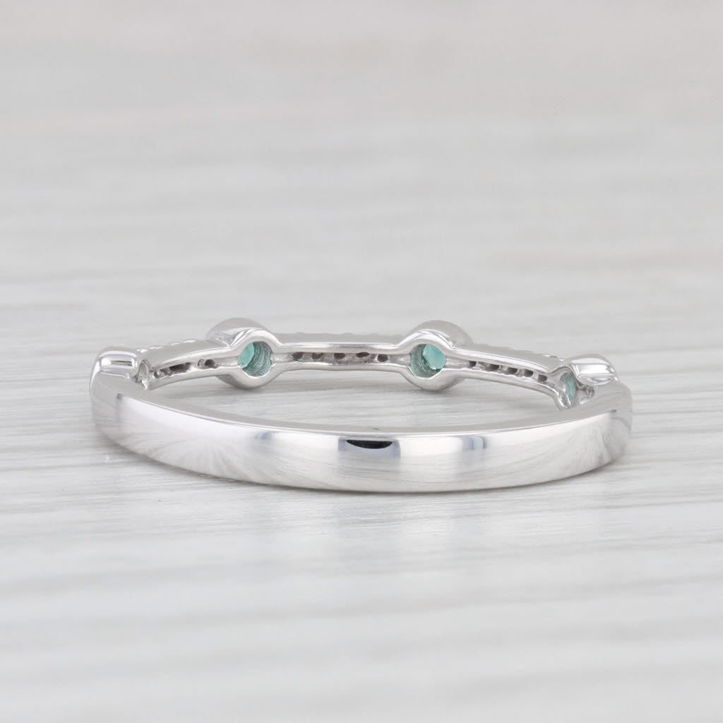 Light Gray New 0.16ctw Emerald Diamond Ring 10k White Gold Size 7 Stackable Wedding Band