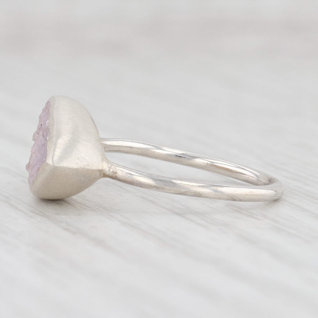 New Nina Wynn Statement Ring White Druzy Quartz Sterling Silver Size 7