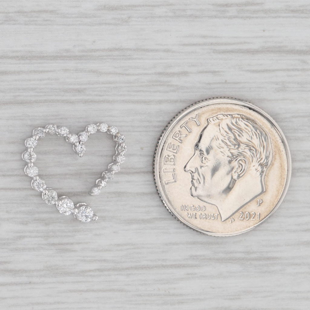 Gray 0.20ctw Diamond Floating Open Heart Pendant 10k White Gold