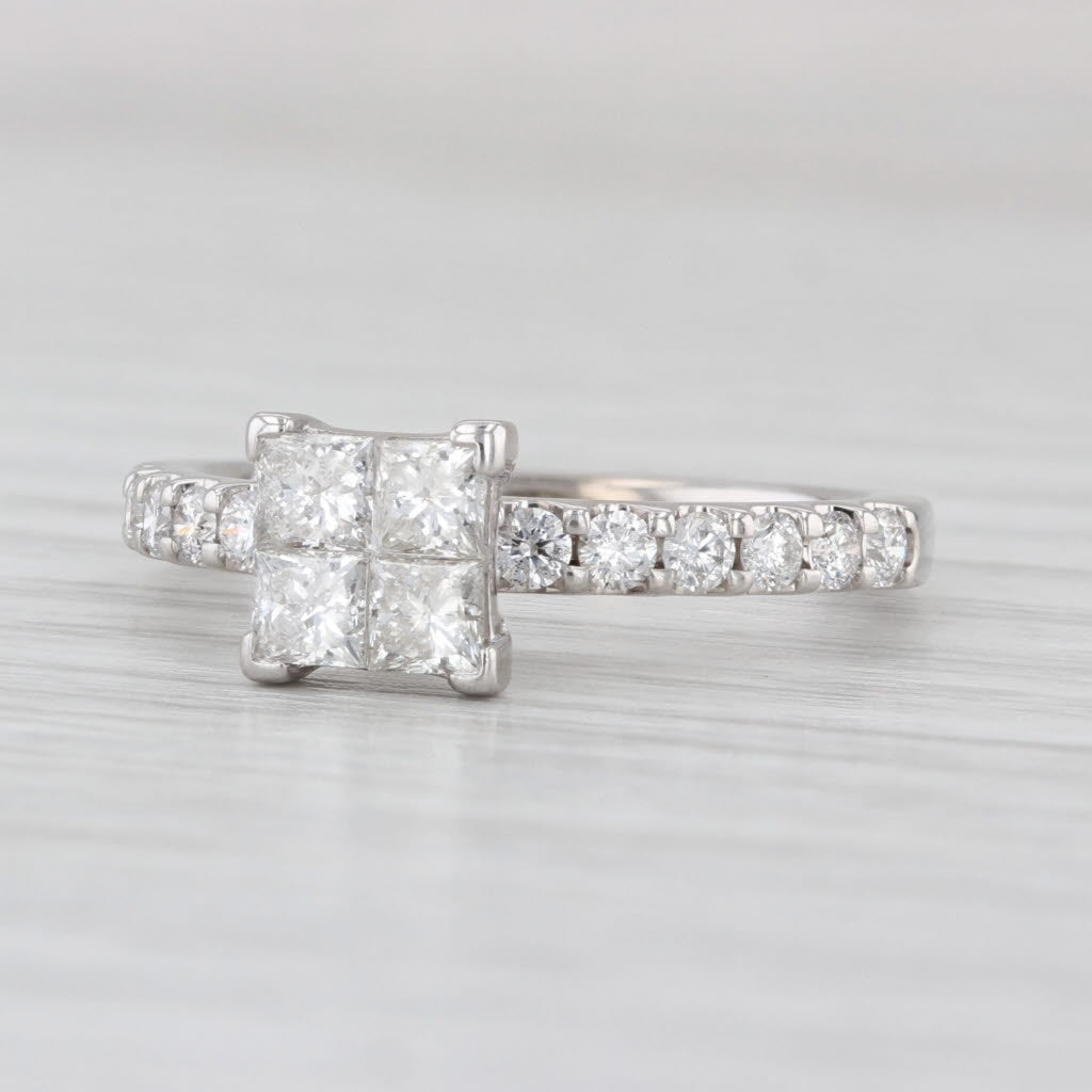 1.10ctw Diamond Princess Engagement Ring 14k White Gold Size 7
