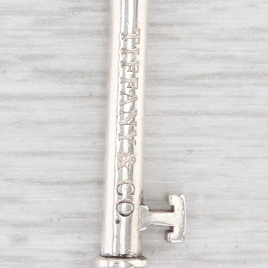 Light Gray Tiffany & Co Heart Skeleton Key Pendant Necklace Sterling Silver Blue Enamel 16"