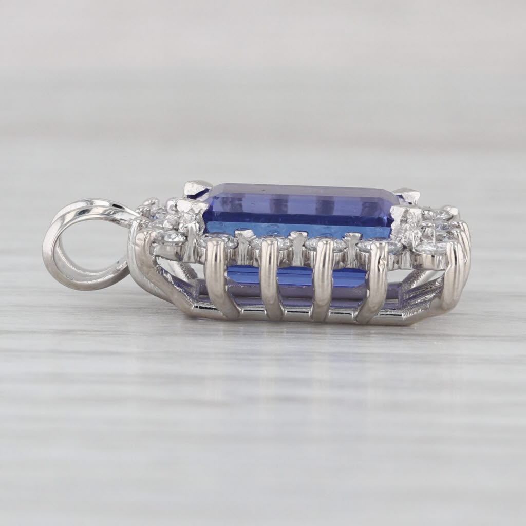 6.26ctw Tanzanite Diamond Halo Pendant 14k White Gold Drop