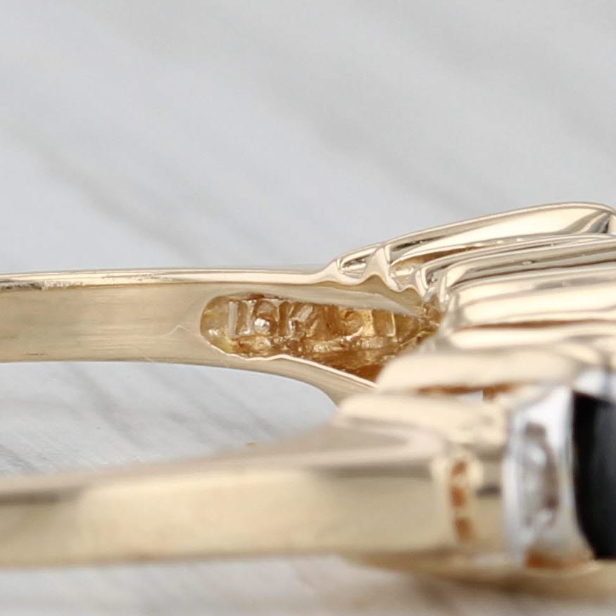 Gray 0.67ctw Blue Sapphire Diamond Ring 10k Yellow Gold Stackable Size 7.25