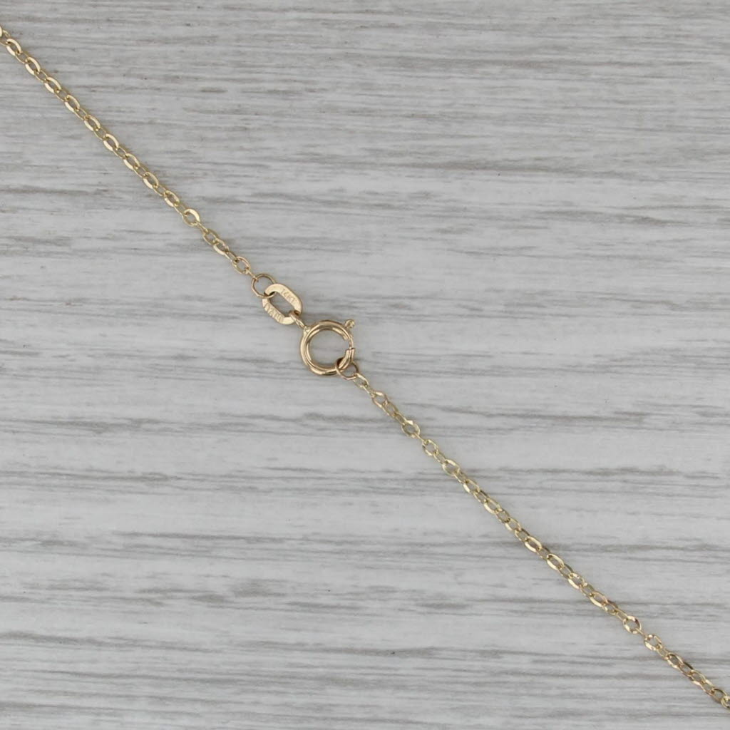 Turquoise Bead Station Necklace 14k Yellow Gold 18.25" Cable Chain Italy