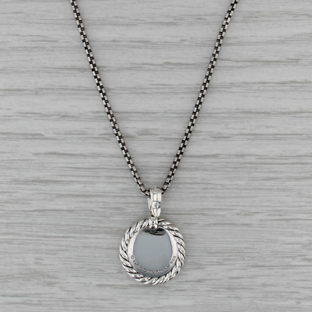 David Yurman Diamond Letter Initial K Pendant Necklace Sterling Silver Box Chain