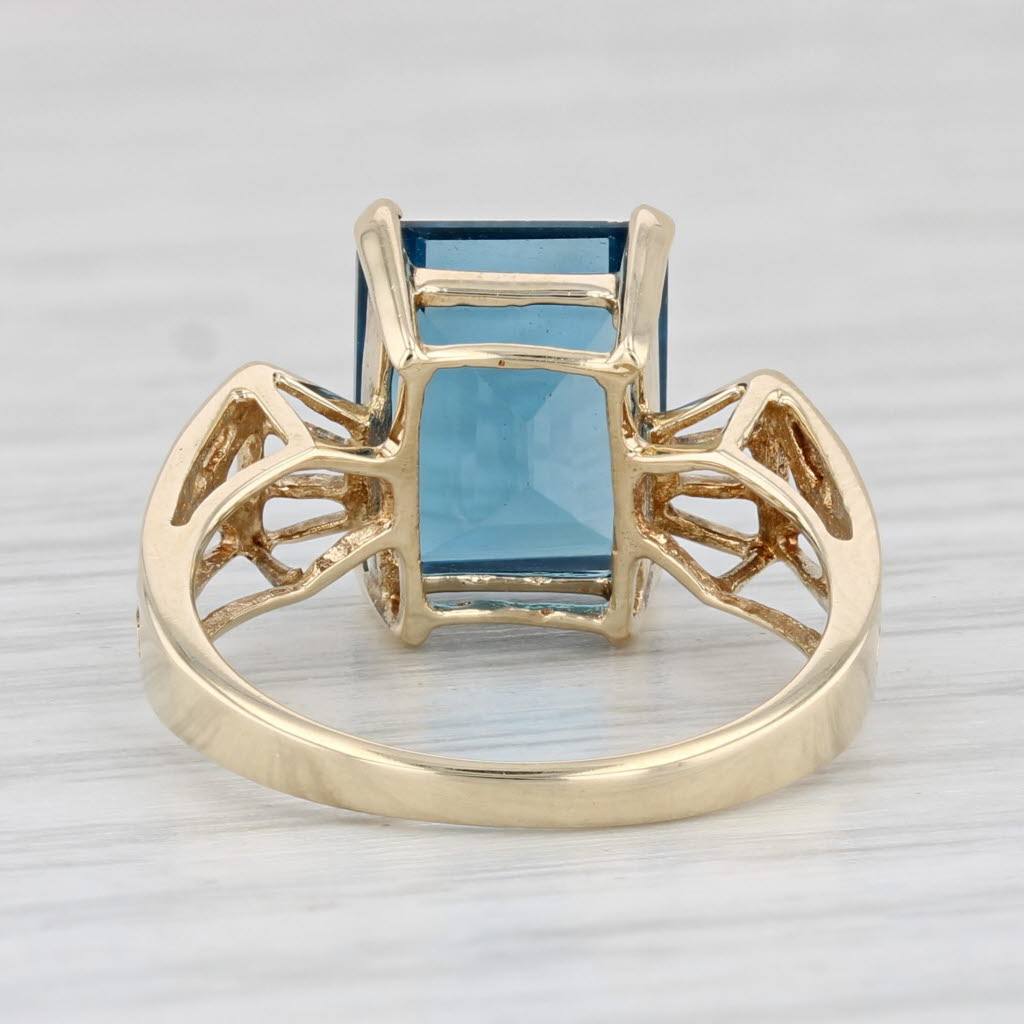 Light Gray 4.05ct London Blue Topaz Emerald Cut Solitaire Ring 10k Yellow Gold Size 5