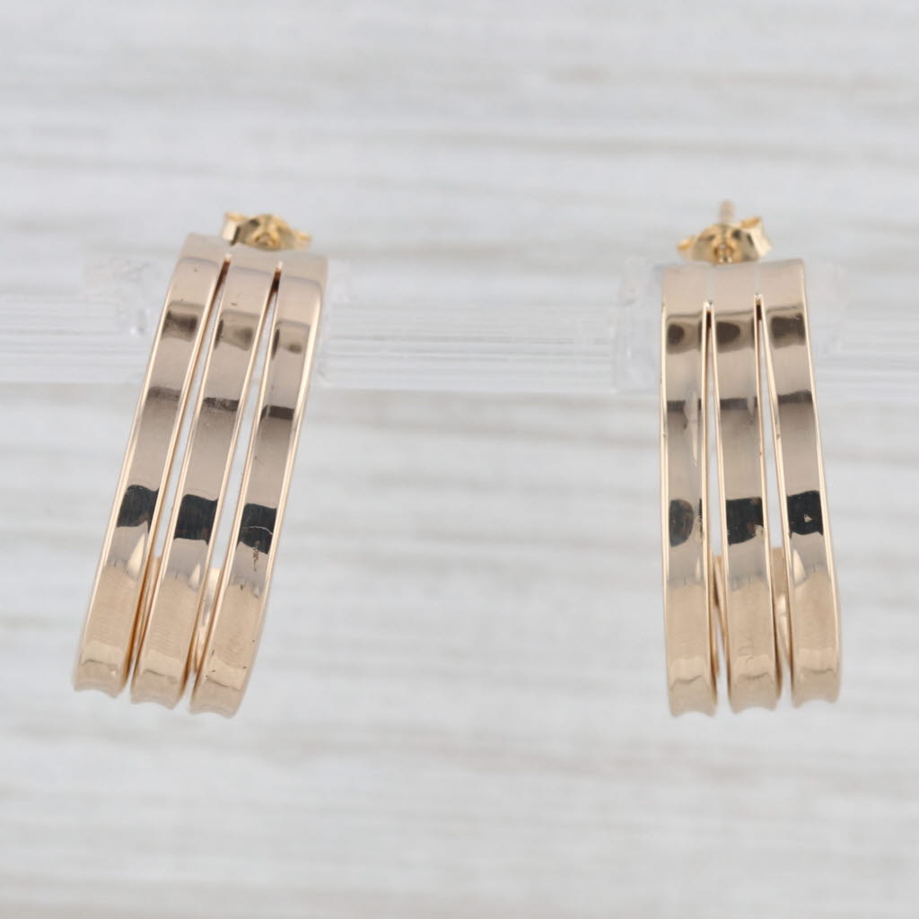 Light Gray 14k Yellow Gold J Hook Lightweight Earrings