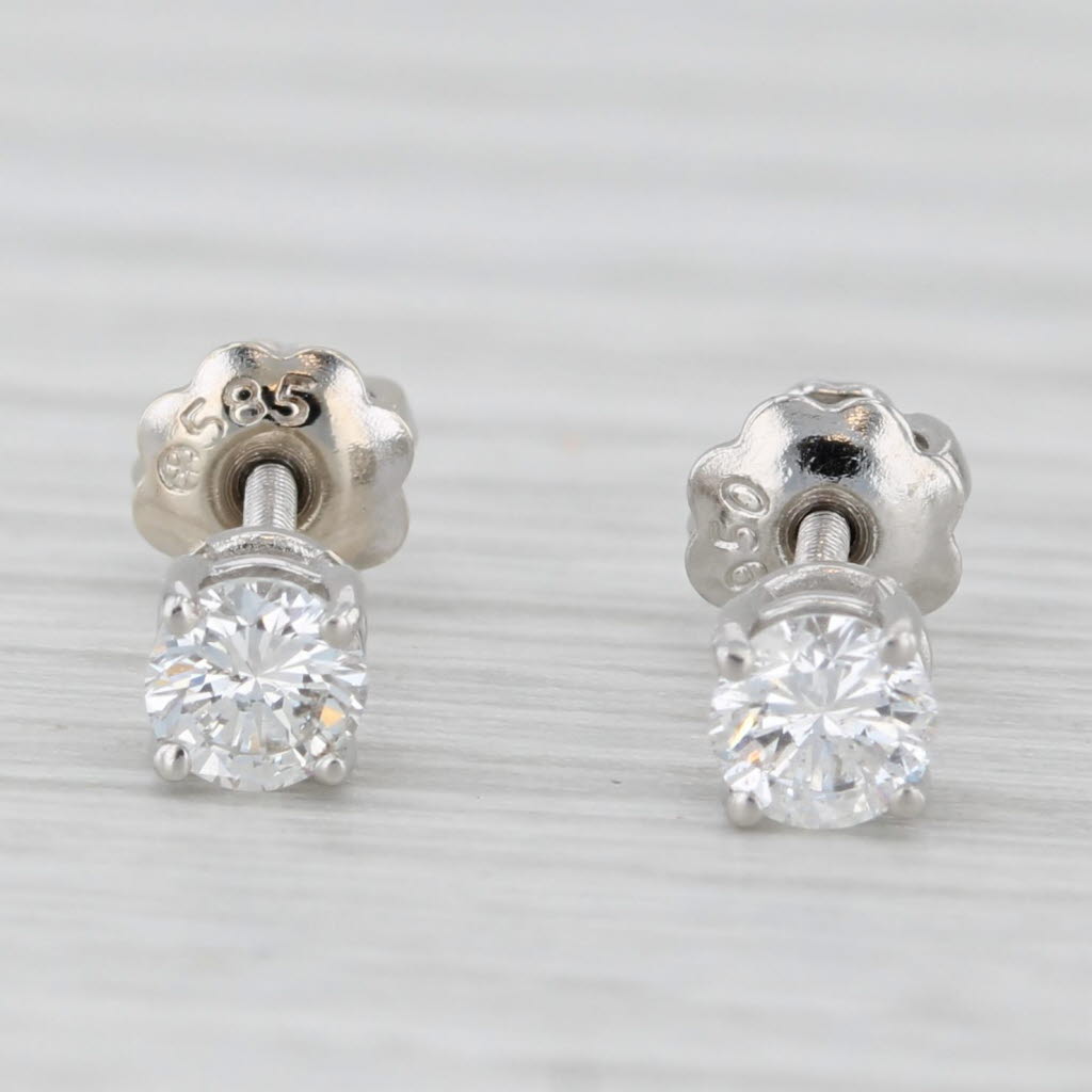 Light Gray 0.30ctw Diamond Solitaire Stud Earrings 950 Platinum Pierced Screw Back