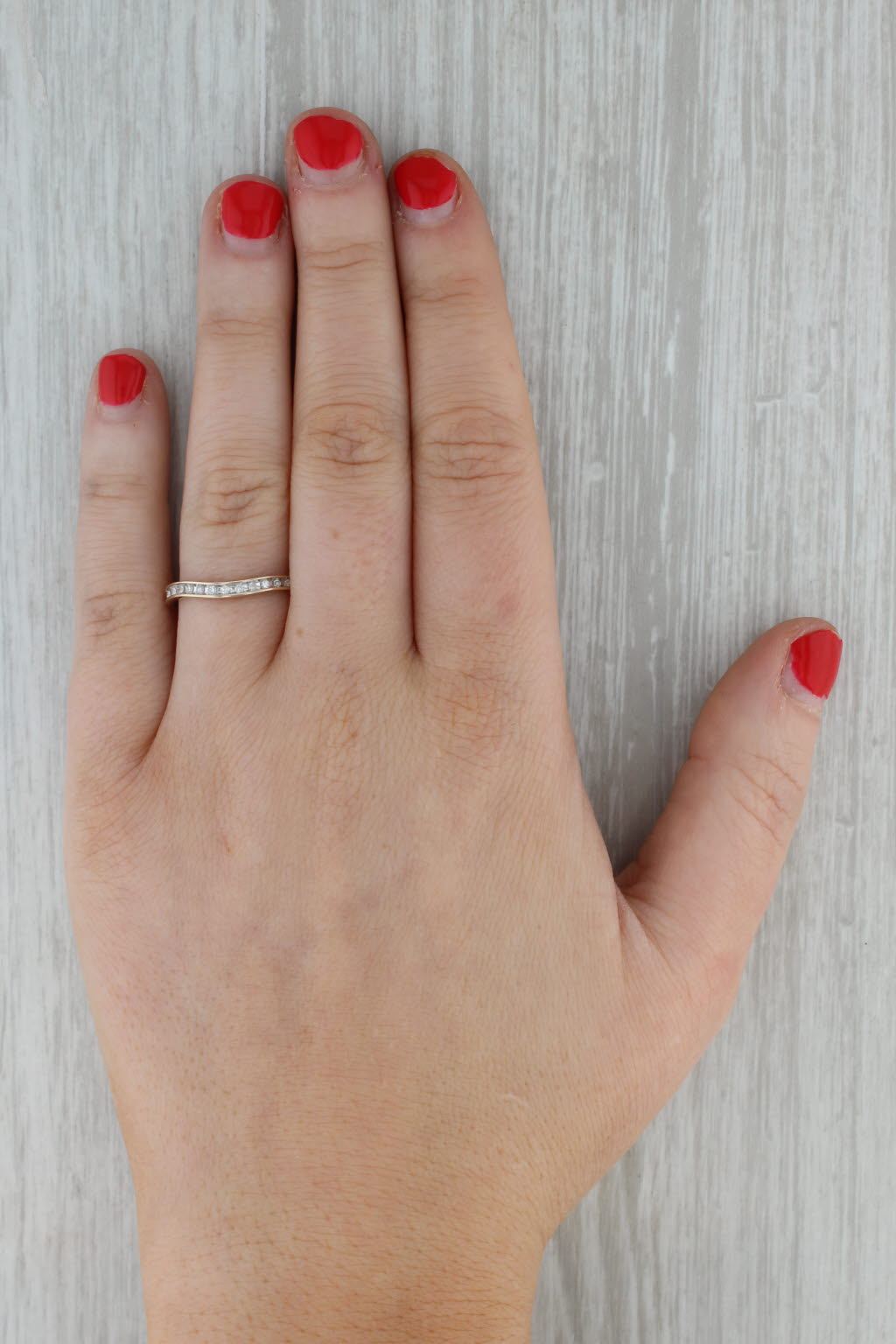 Dark Gray Contoured Diamond Wedding Band 10k Yellow Gold Size 7 Ring Stackable Anniversary