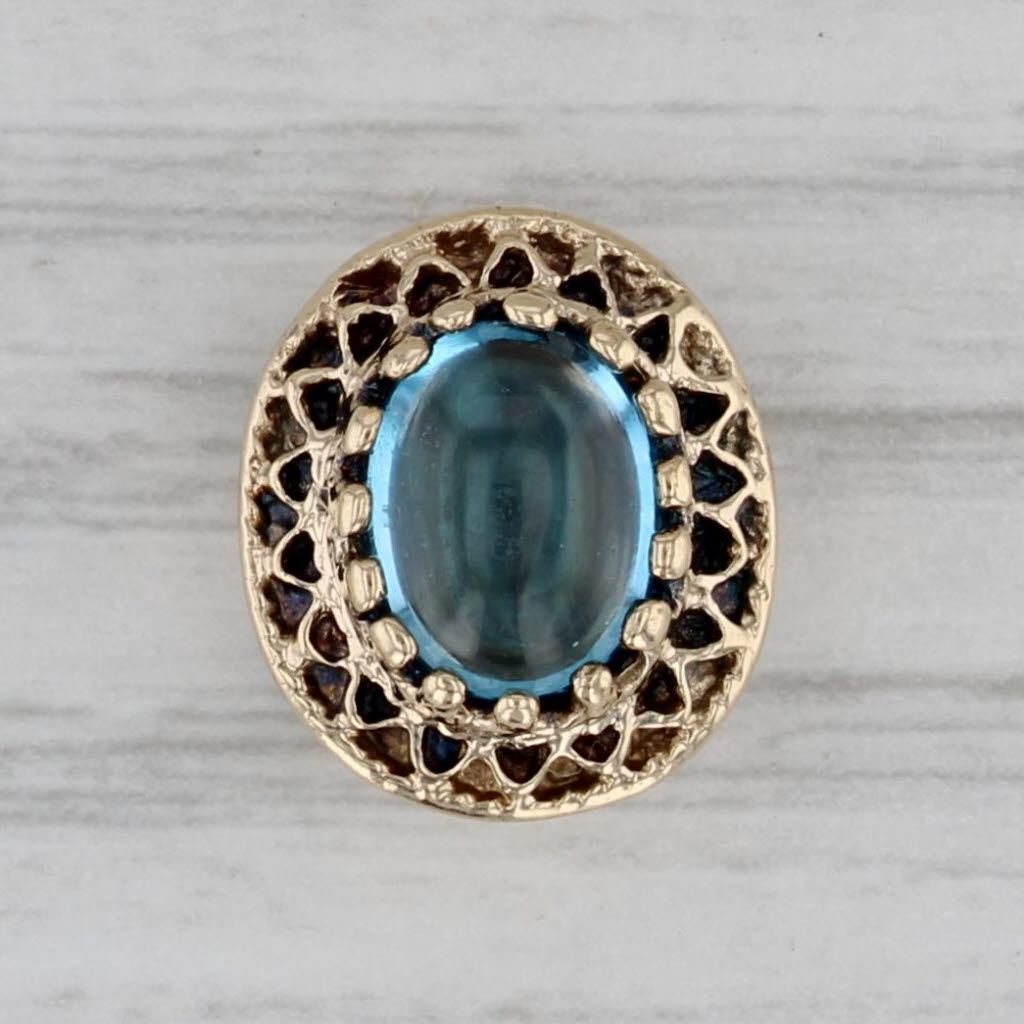 Gray Richard Klein Blue Topaz Slide Bracelet Charm 10k Yellow Gold Vintage