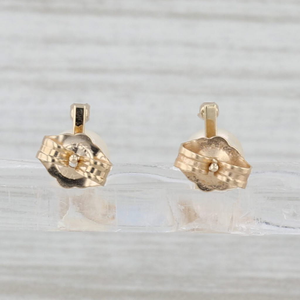 Cultured Pearl Stud Earrings 14k Yellow Gold Diamond Accents