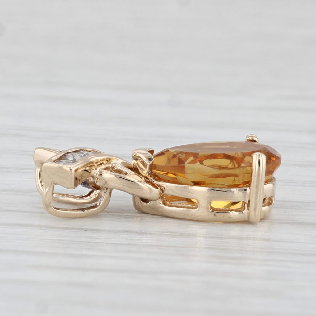 Light Gray 1.92ctw Pear Orange Citrine Diamond Pendant 14k Yellow Gold