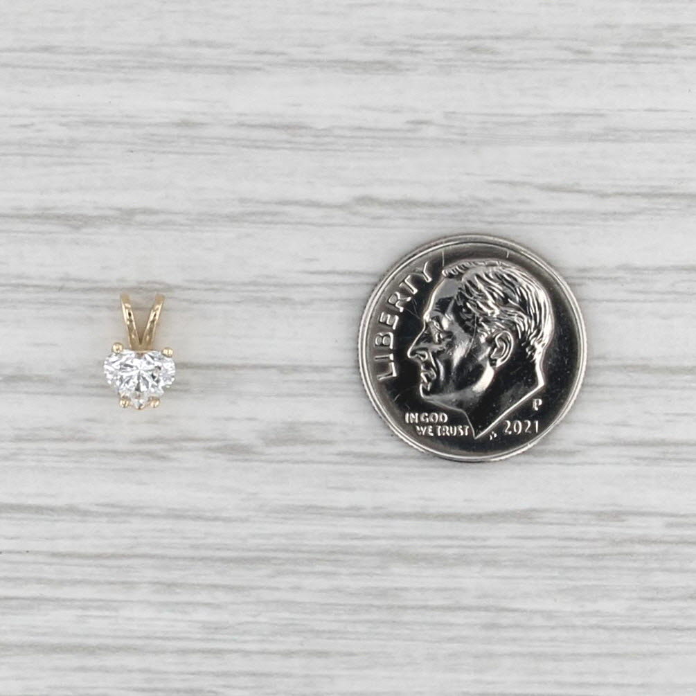 New 0.29 Heart Diamond Solitaire Pendant 14k Yellow Gold Small Drop