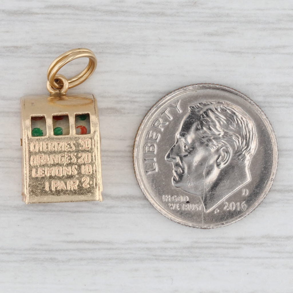 Vintage Slot Machine Charm 14k Yellow Gold Ornate Souvenir Pendant As Is