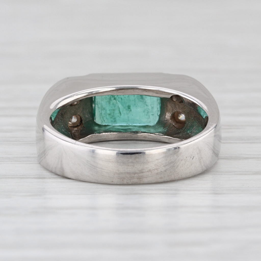 Vintage 0.83ctw Emerald Diamond Ring 14k White Gold Size 5