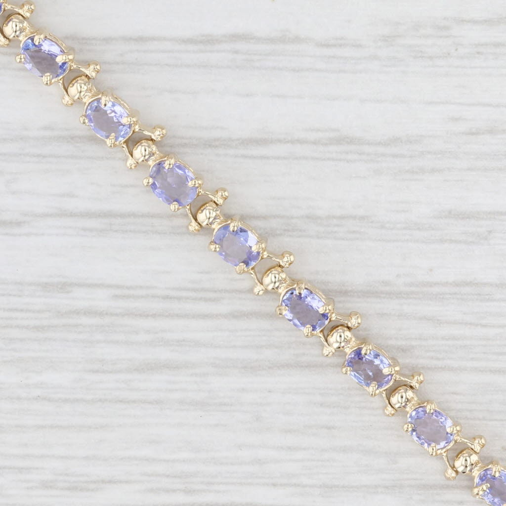 Light Gray 5ctw Tanzanite Tennis Bracelet 14k Yellow Gold 7.5" 4mm