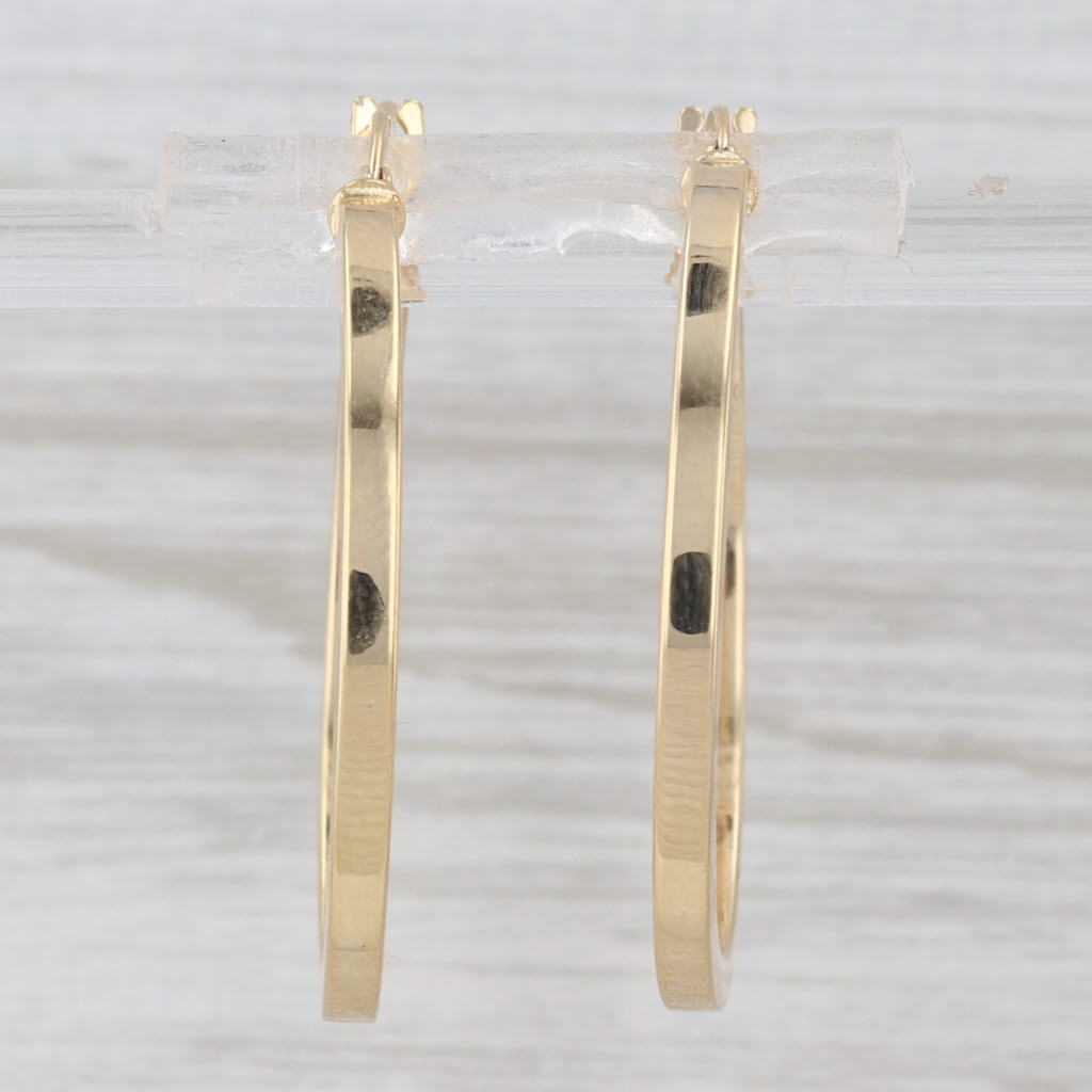 New Hoop Earrings 14k Yellow Gold Snap Top Round Hoops 28.4 x 2mm