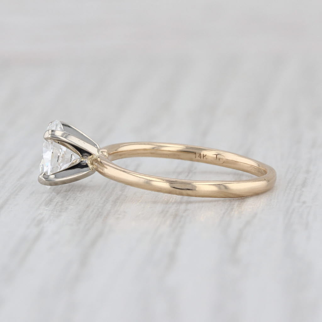 0.90ct Diamond Oval Solitaire Engagement Ring 14k White Yellow Gold Size 6 GIA