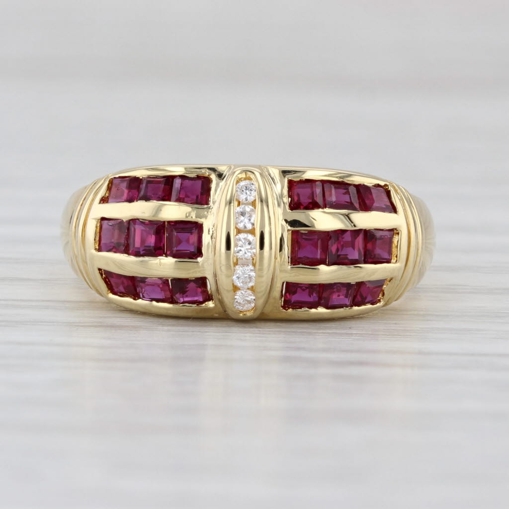 0.99ctw Ruby Diamond Ring 18k Yellow Gold Size 6.5