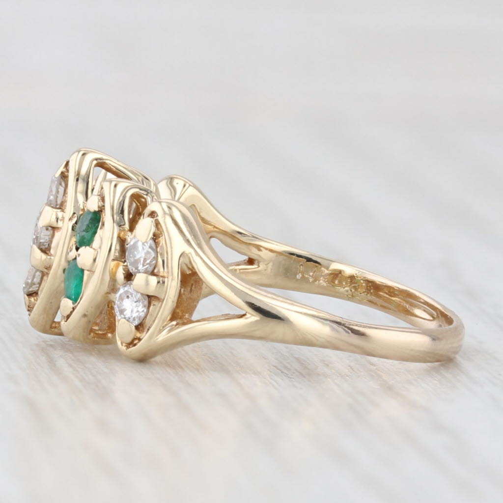 Light Gray 0.42ctw Emerald Diamond Ring 14k Yellow Gold Size 5.5 Tiered Marquise