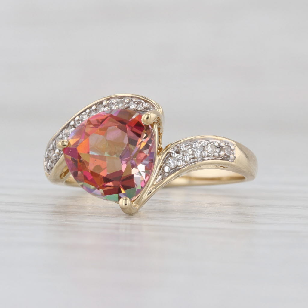 2.68ctw Mystic Topaz Diamond Bypass Ring 14k Yellow Gold Size 7.25