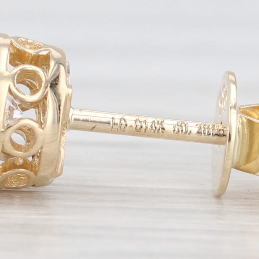 Light Gray New 0.56ctw Lab Grown Diamond Stud Earrings 14k Yellow Gold Round Solitaires