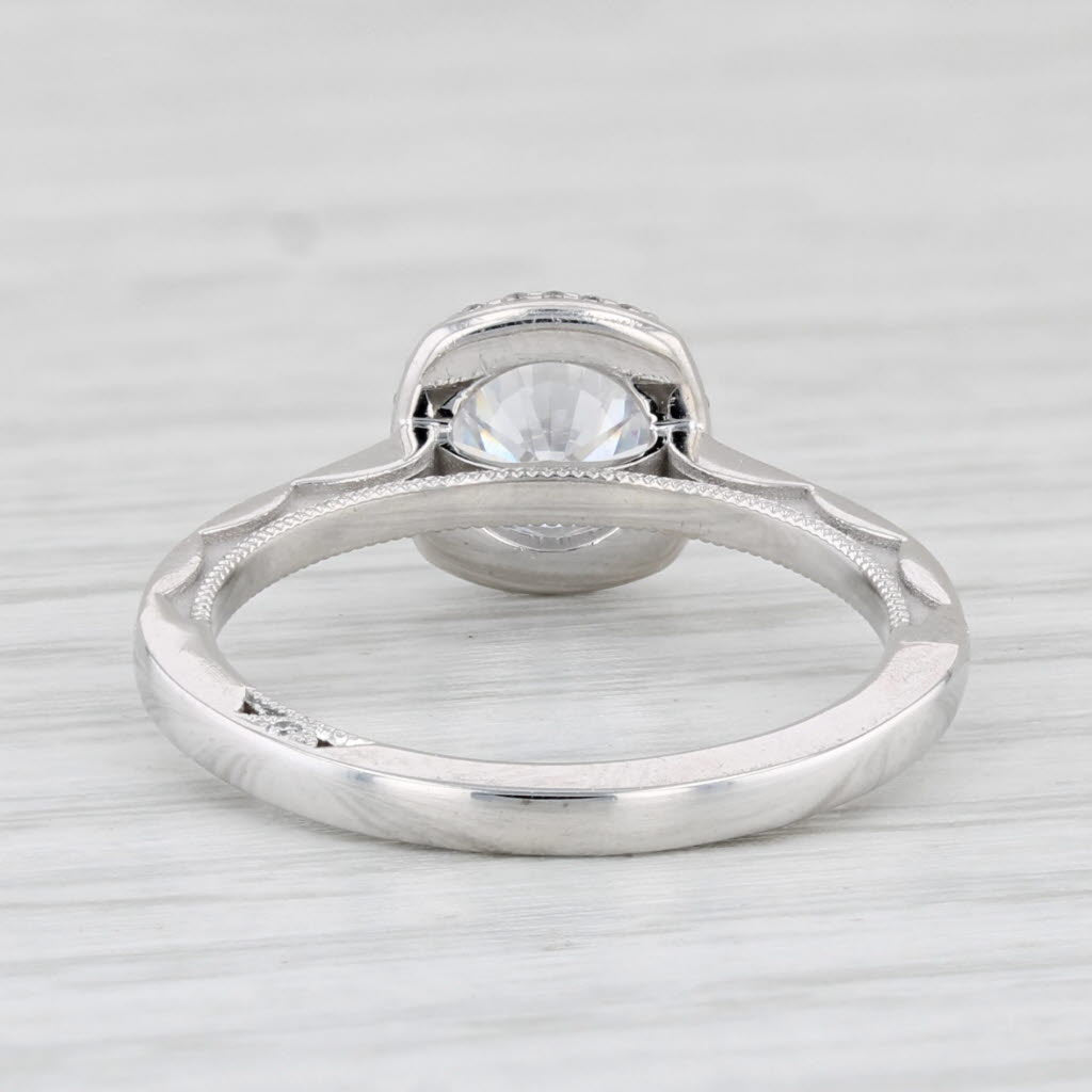 Light Gray New Tacori Semi Mount Diamond Halo Engagement Ring 18k Gold Sz 6.5 Certificate
