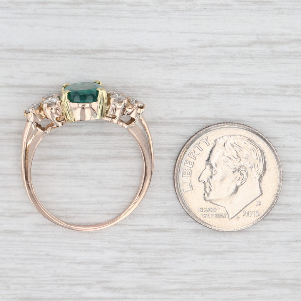 Light Gray Vintage 1.40ctw Oval Emerald Diamond Ring 14k Yellow Gold Size 8