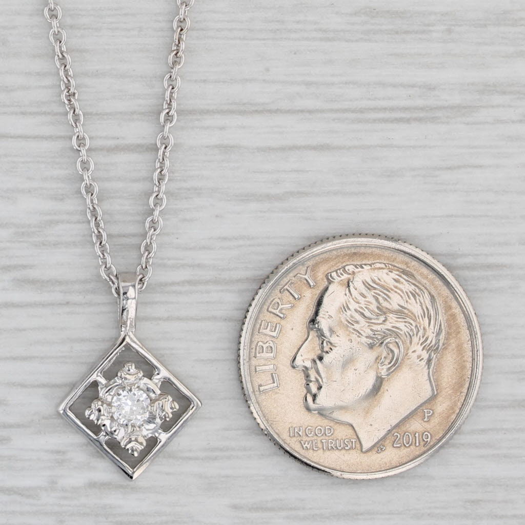 Gray Diamond Pendant Necklace 14k White Gold 16" Cable Chain
